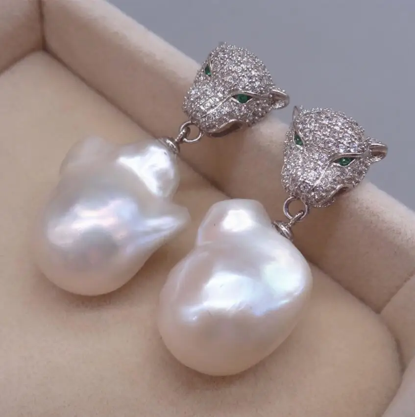 Новые серьги в стиле барокко из натурального белого жемчуга особой формы евро