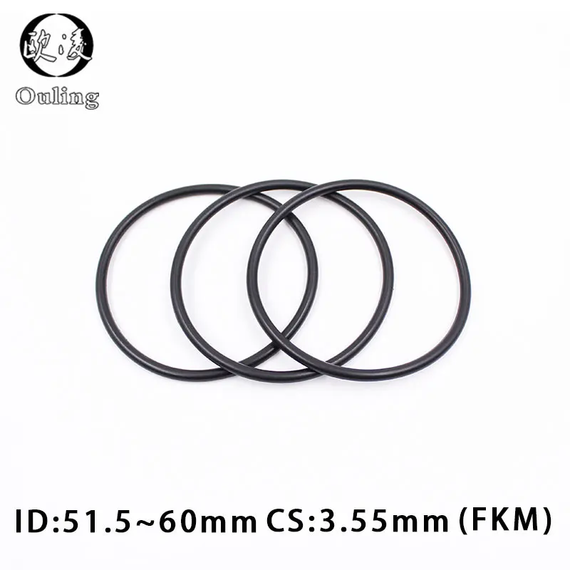 Уплотнительное кольцо из фторкаучука 1 шт. черное FKM cs3.55 мм ID51.5/53/54/54/56/58/60