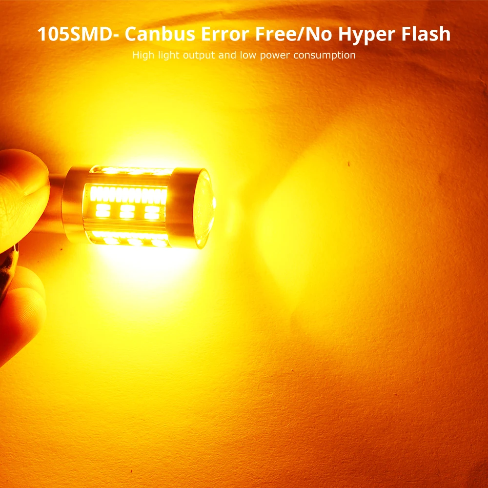 9-12 В 20 Вт 1156 BAU15S PY21W LED 105 4014 SMD Светодиодная лампа Янтарная желтая для автомобиля