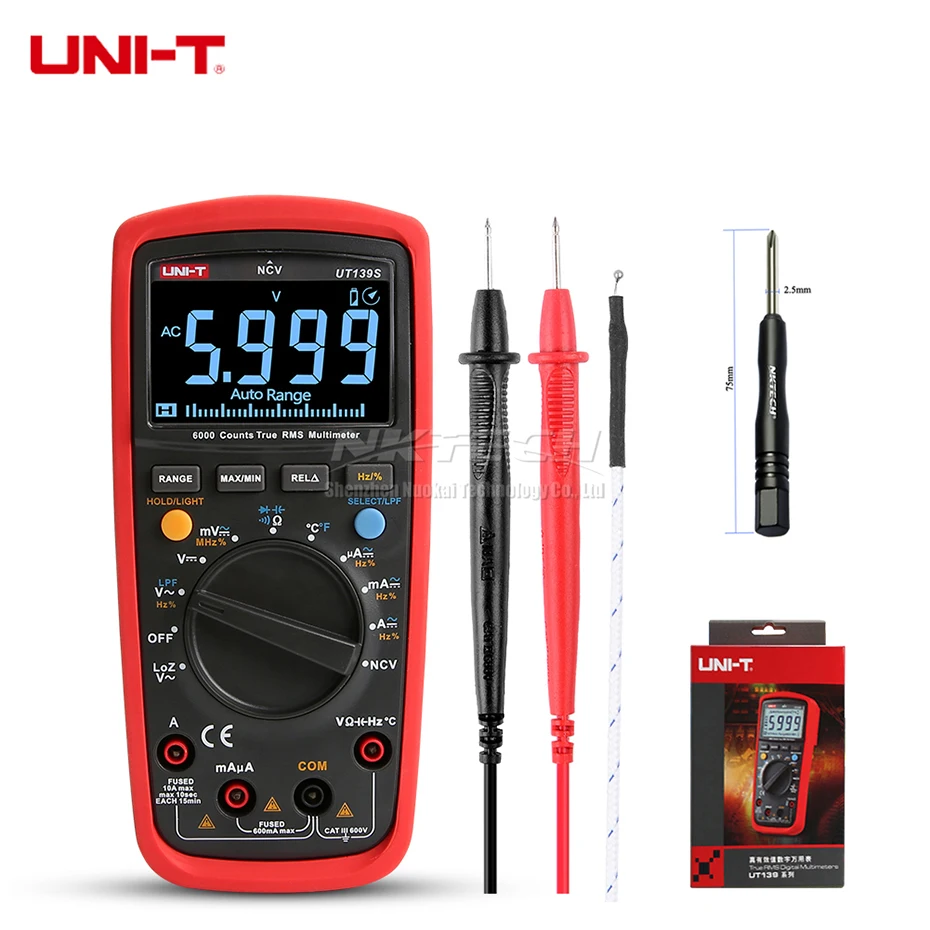 UNI T UT139C UT139B Digital Multimeter Auto Range True RMS Meter Handheld Tester 6000 Count Temperature +original box|true rms meter|true rmsuni-t