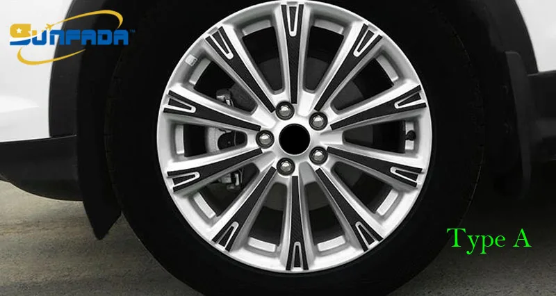 SUNFADA 18 дюймов черный ступица колеса углеродного волокна автомобильные наклейки
