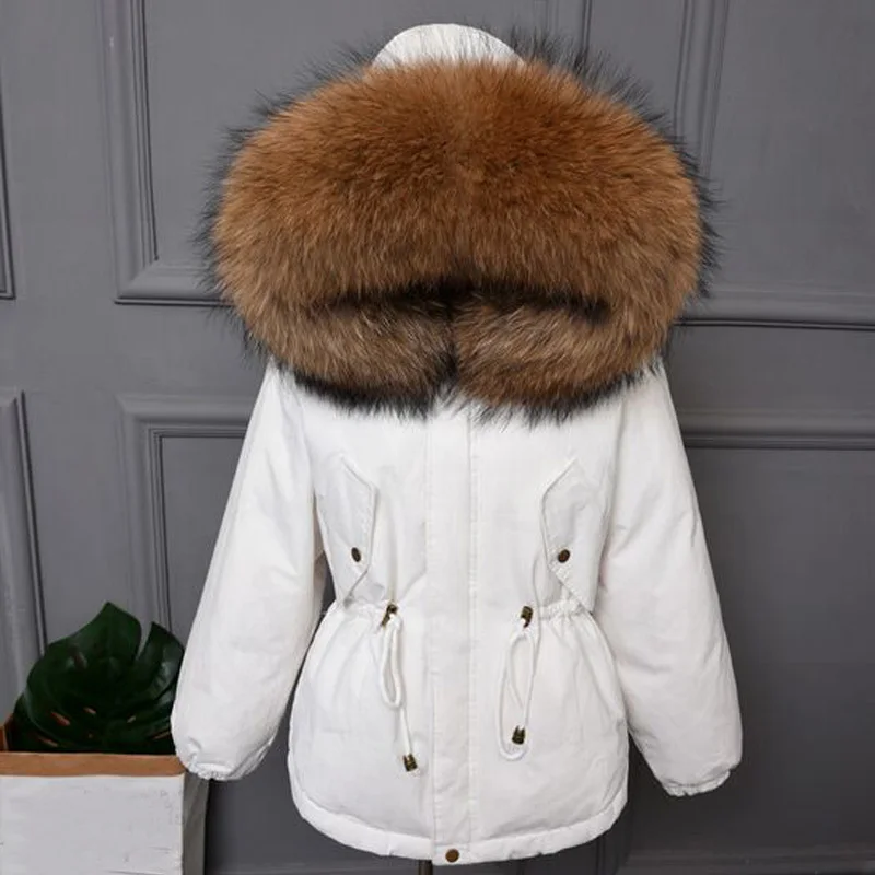 Женская парка на утином пуху с капюшоном плотная теплая зимняя большого размера