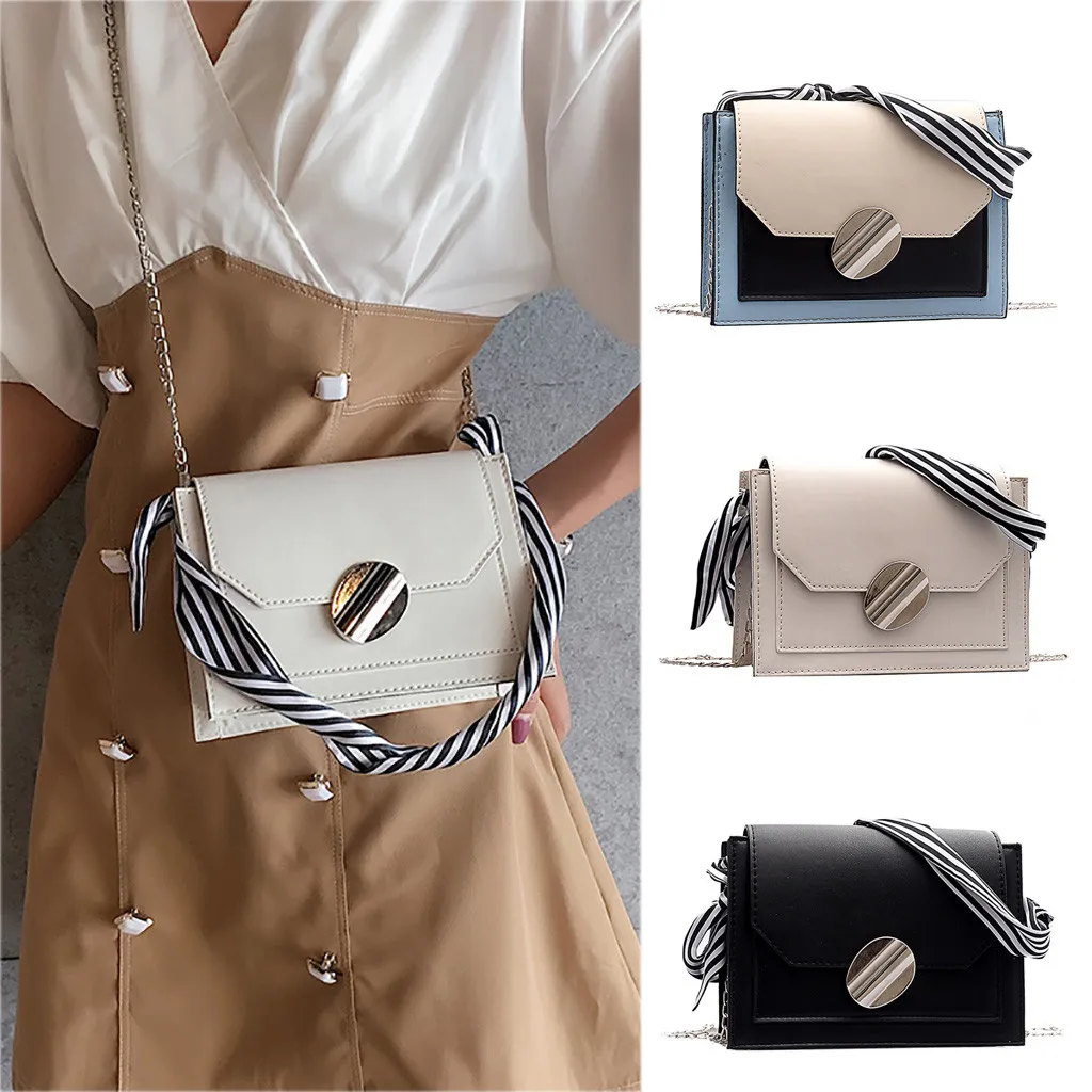 Женская сумка простая модная маленькая квадратная с цепочкой и диагональным
