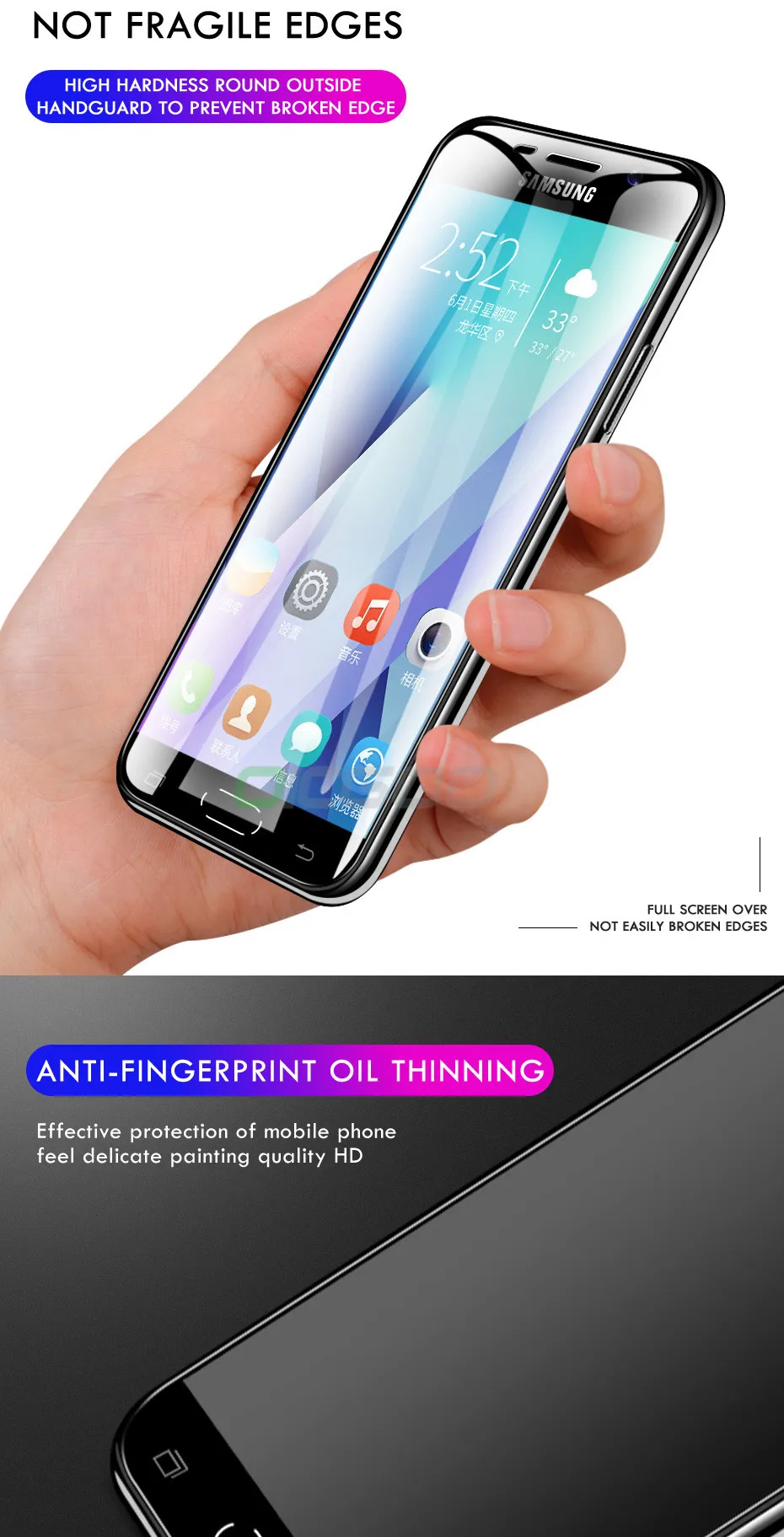 OICGOO 3-1 шт. Защитное стекло для samsung Galaxy J3 J5 J7 A3 A5 A7 Защита экрана для samsung A3 A5 A7 стекло