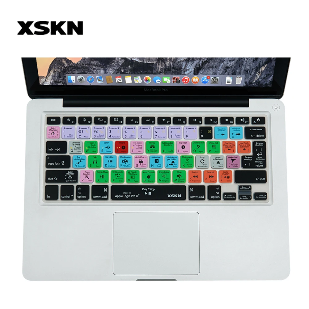 Чехол XSKN для клавиатуры Logic Pro X 10 функциональный силиконовый чехол Macbook Air 13 15