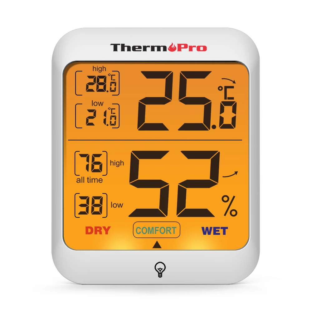Thermopro TP53 цифровые термометры для помещений и гигрометры Влажность Метеостанция комнатный термометр с сенсорным задним светильник