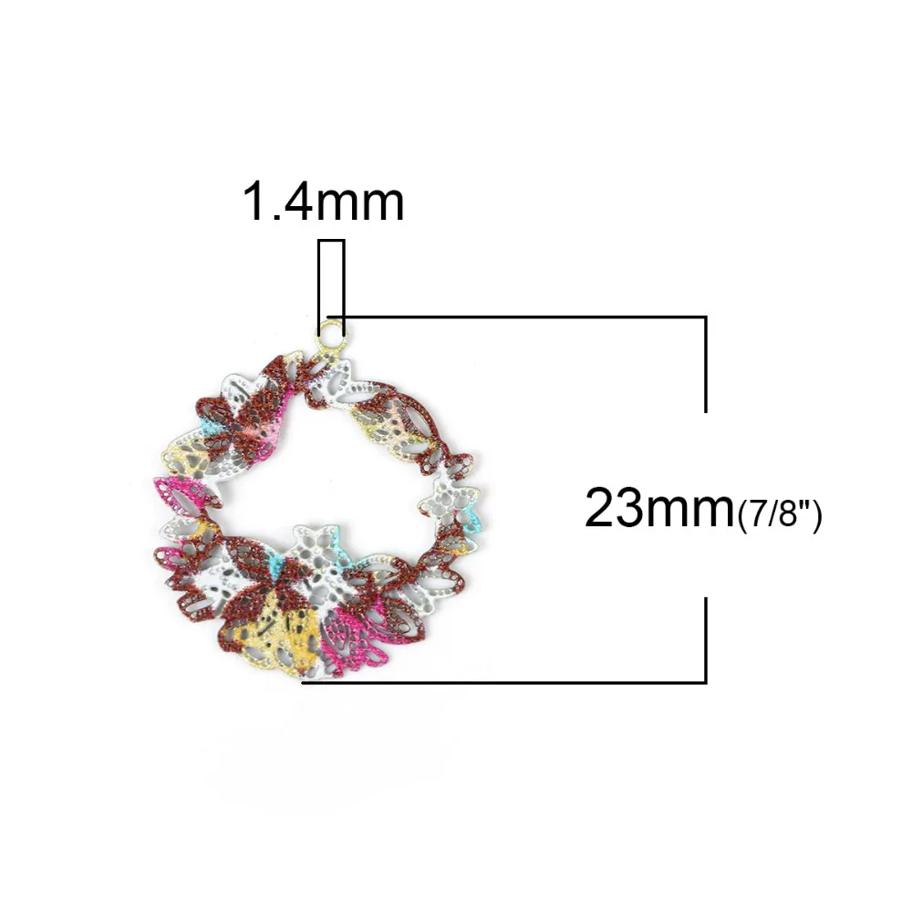 DoreenBeads полые круглые подвески из железного сплава Разноцветные Подвески в