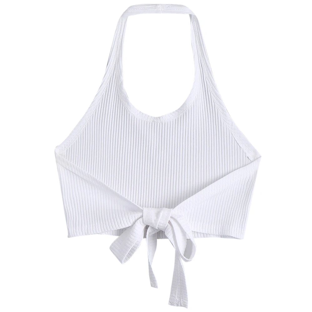 ZAFUL Перекрестный Холтер ребристый укороченный топ 2018 Summer Vest Girl Tops Повседневная