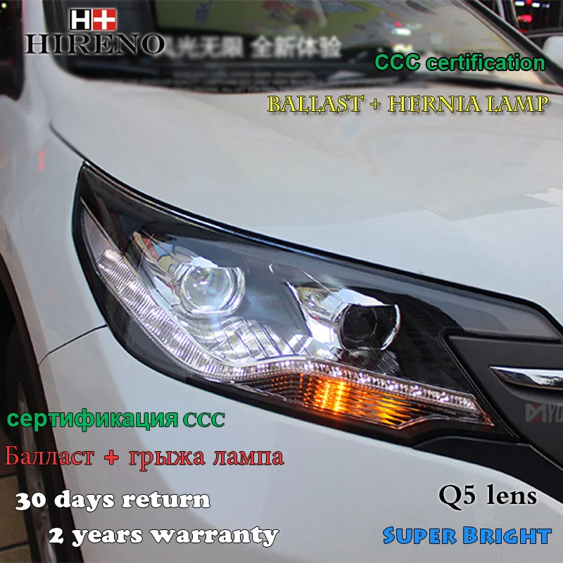 Hireno налобный фонарь для 2012-14 Honda CRV CR-V фара в сборе светодиодный DRL ангел объектив