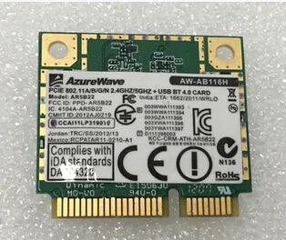 AzureWave AW-AB116H AW-NB110H AR9462 AR5B22 WB222 802 11 a/b/g/n 300 Мбит/с + Bluetooth4.0 беспроводной сетевой карты |