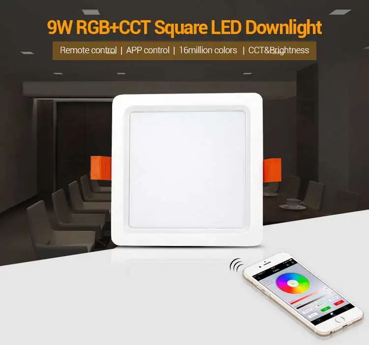 Новый Milight 9 Вт RGB + CCT квадратный светодиодный потолочный светильник AC100 ~ 240 V FUT089 8