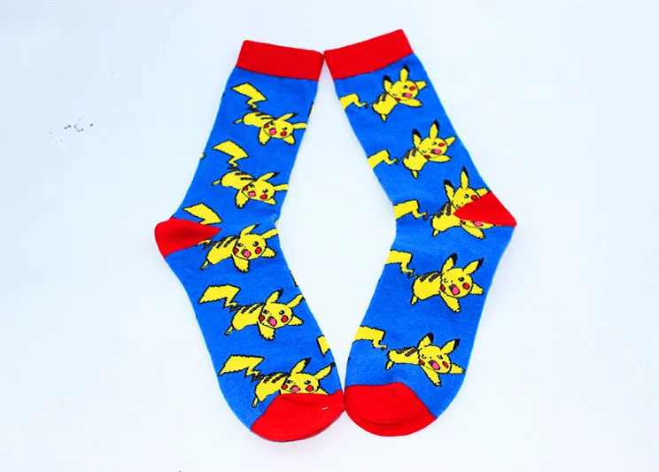 Cartoon comic Pokemon Pokeball socks Captain America Novelty funny comfort red woman cool Sock ankle hip hop skarpetki meskie