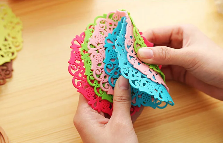 2 шт./лот кружево цветы полые силиконовые подставки для кофейного столика чашки