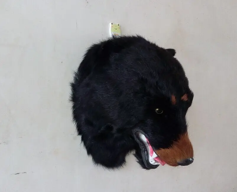 Новая игрушечная голова полярного медведя из полиэтилена и меха модель черного