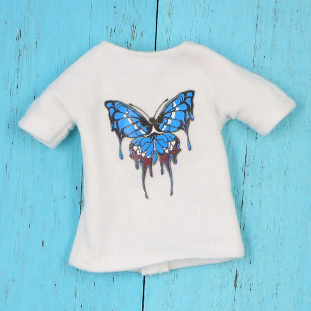 shirt Blyth кукла ледяная кукла игрушка одежда пушистое пальто с бабочкой футболка и черные штаны - Цвет: shirt