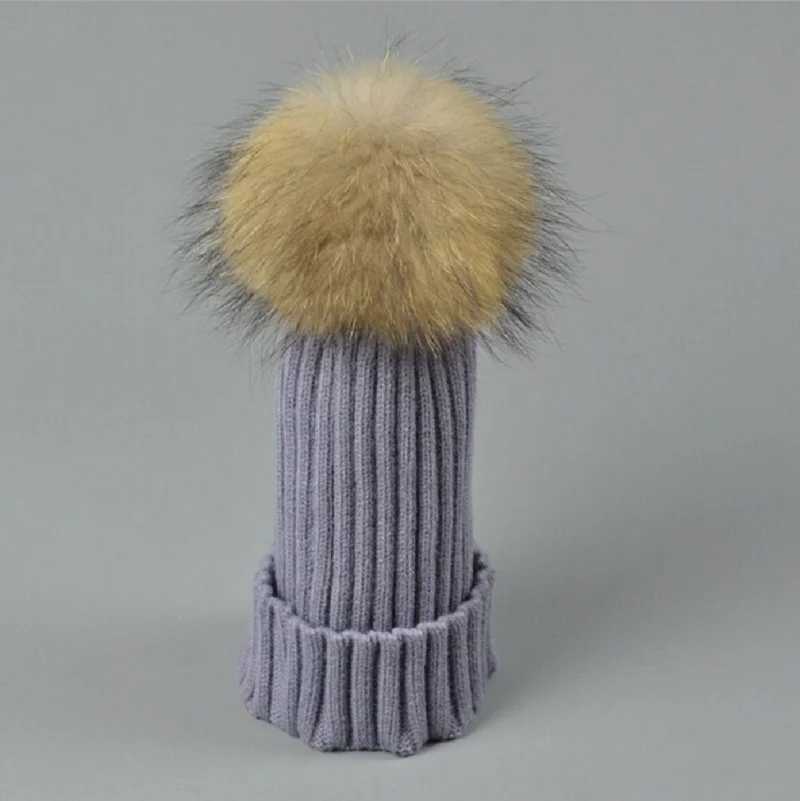 2019 детская шапка шарик из меха енота зимняя шапки для девочек и мальчиков зимние