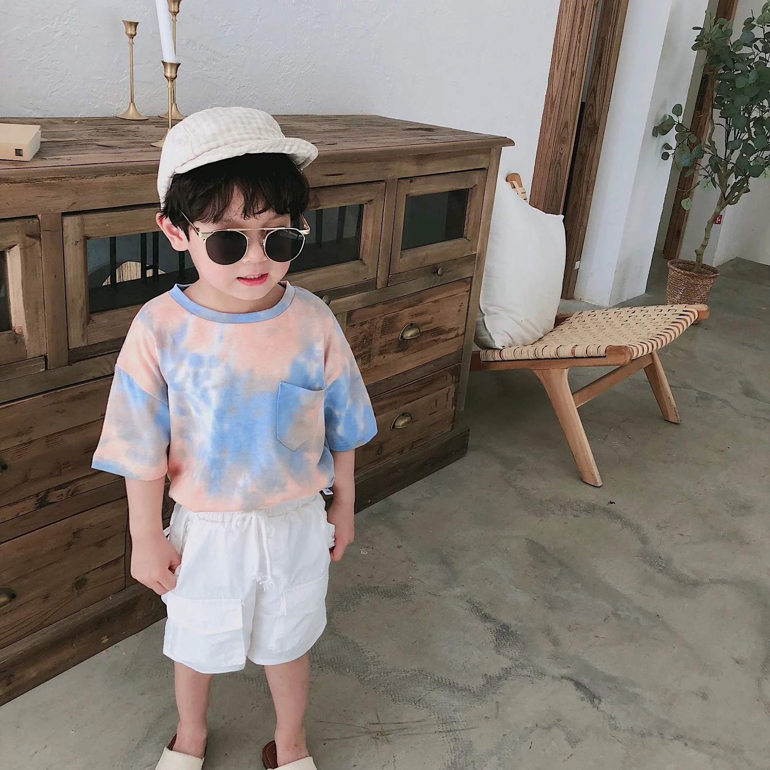 Модные яркое футболки с короткими рукавами в Корейском стиле для мальчиков