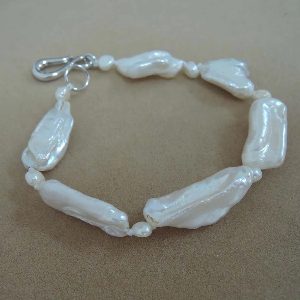 free shipping bIWA baroque shape bracelet 100% NATURE FRESHWATER Baroque PEARL BRACELET-with nice pearl clasp | Украшения и