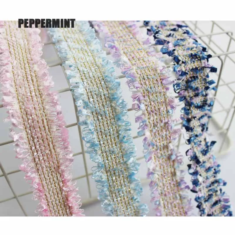 

2 yards Tweed Fabric Tape 3cm Gold Jacquard Lace Handmade DIY Costume Dress Sewing Supplies Craft