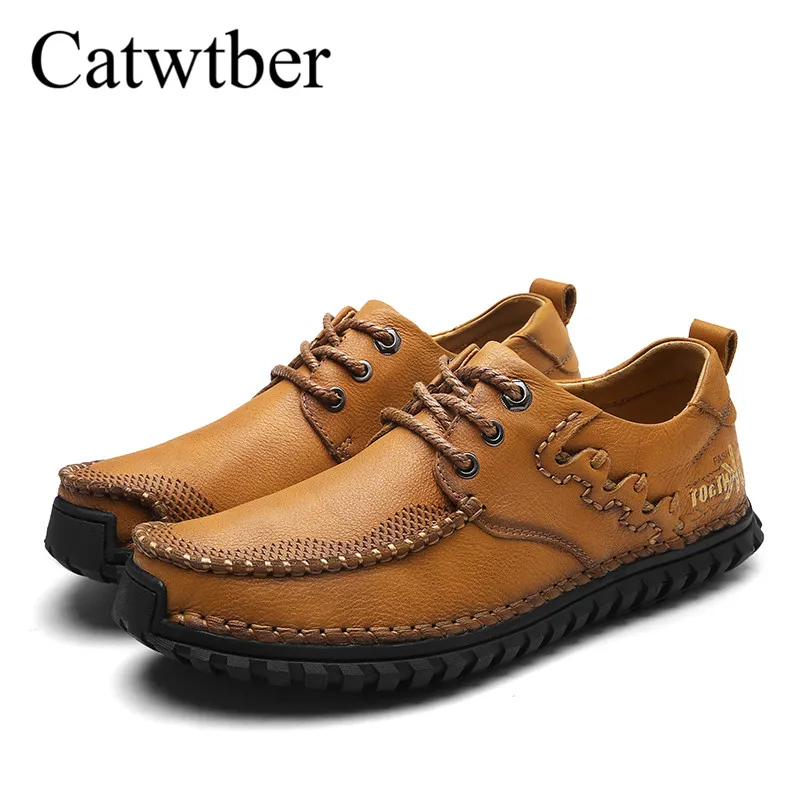 Catwtber Moccasins Male Loafers For Men Shoes Slip On Flats Handmade Leather Driving Walking Soft Footwear Quality Spring Boat | Обувь