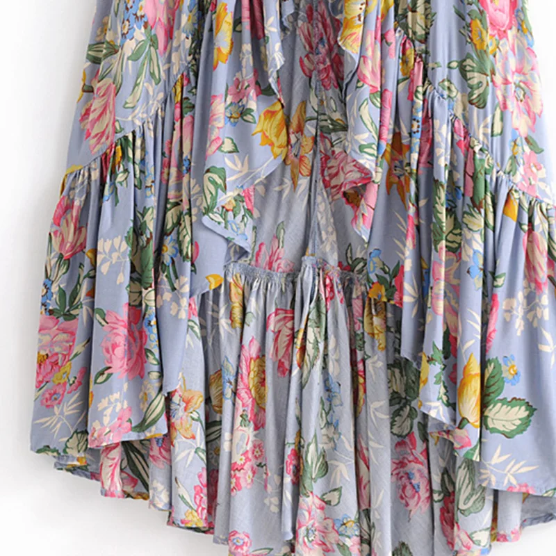 Женское винтажное плиссированное платье на пуговицах Boho Chic асимметричное