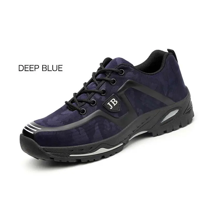 dark blue Новинка; модная мужская обувь со стальным носком; сезон весна-лето; безопасная обувь для улицы; небьющиеся Нескользящие рабочие ботинки со стальным Проколом - Цвет: dark blue