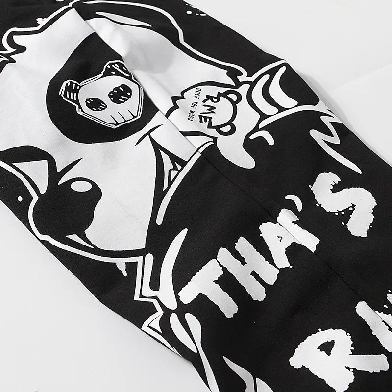 Модная уличная одежда с принтом панды из мультфильма повседневные брюки 100%