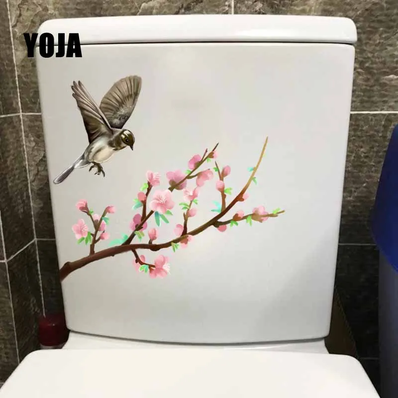 YOJA Настенная Наклейка для туалета с птицами на ветках цветов 23 4 х20 9 см|Наклейки