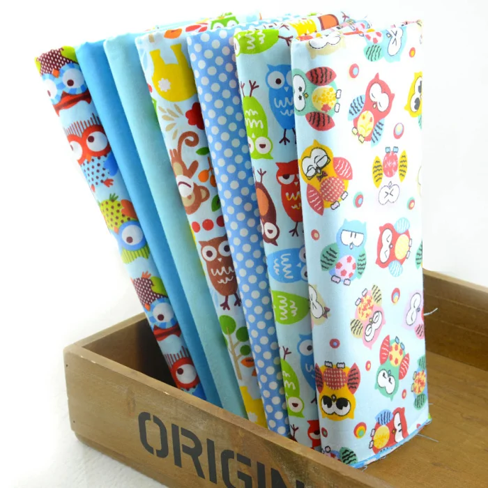 Teramil Дизайн &quotмилый Голубой Совы&quot хлопок Ткань Fat кварталы дети Постельное