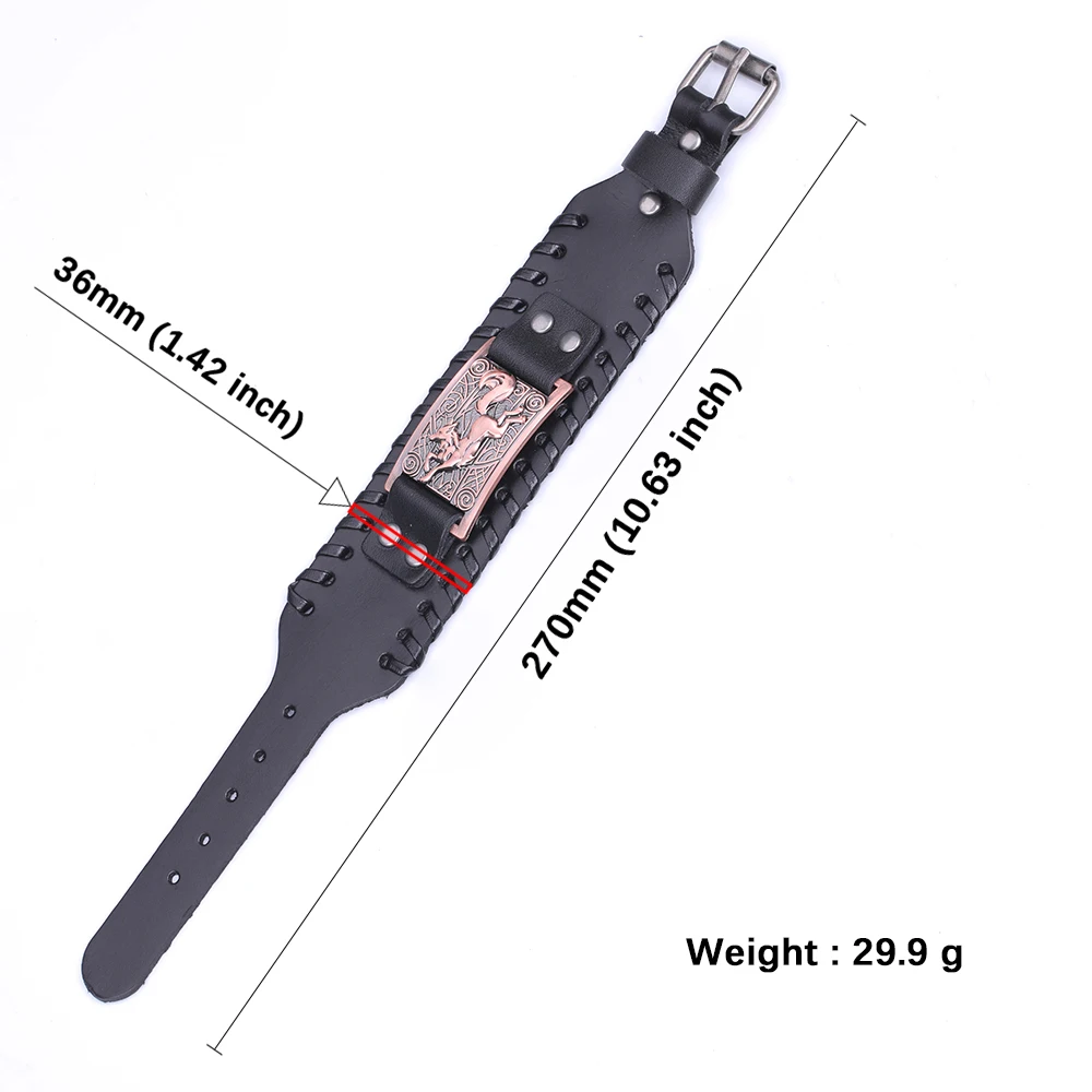 Мужской винтажный браслет Skyrim из натуральной кожи с тотемным волком и викингом