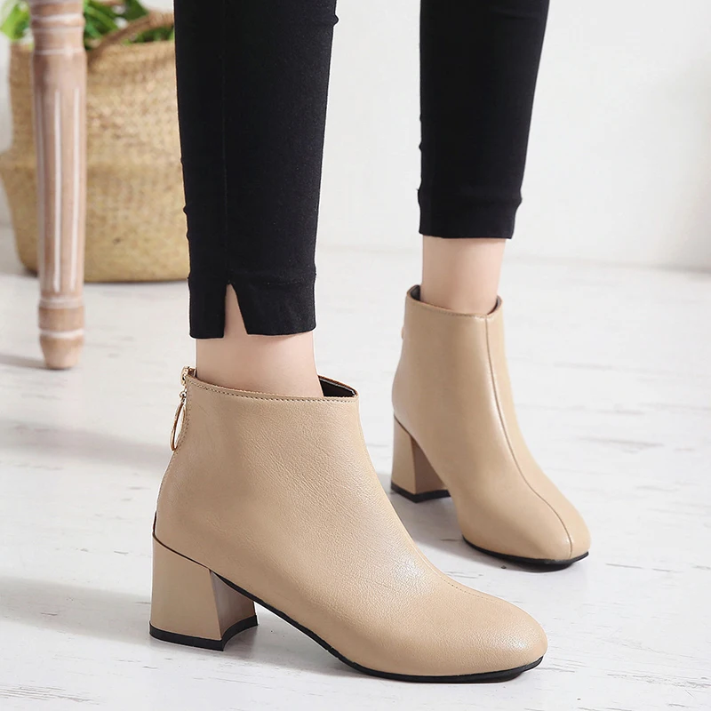 Size35 40 2018 Новые Модные ботильоны Для женщин сапоги Осенняя обувь на молнии женские