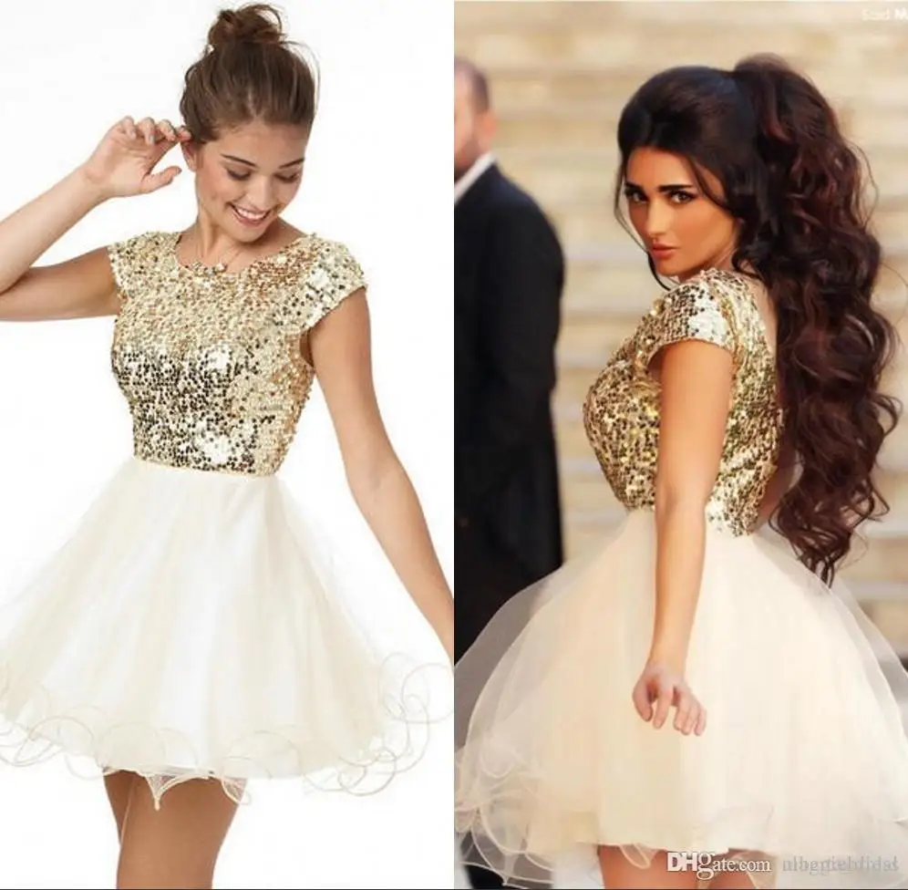 Sparkle Homecoming Dresses A-line Cap Sleeves Organza Sequins Short Mini Elegant Cocktail | Свадьбы и торжества