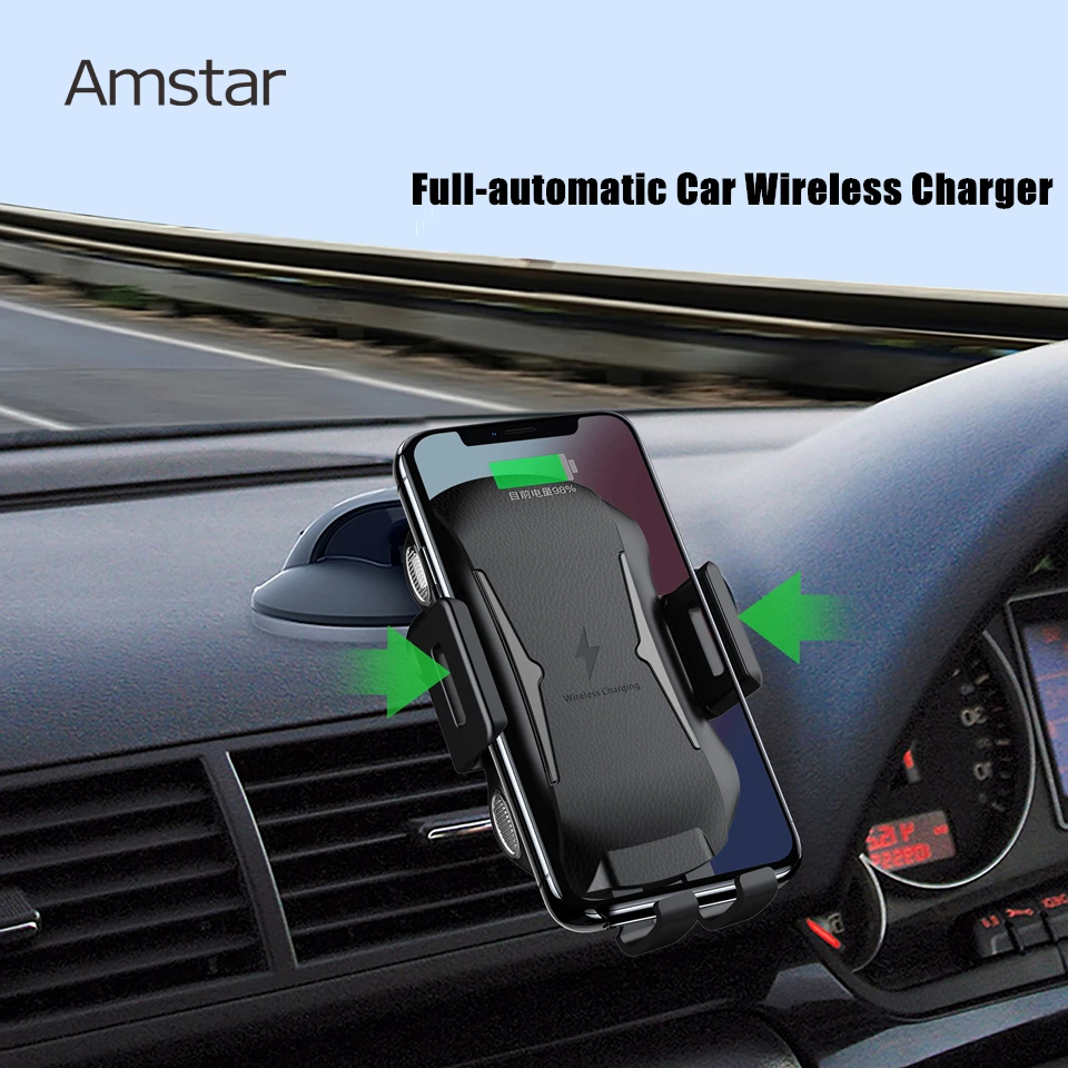 Amstar автоматическое беспроводное автомобильное зарядное устройство для iphone X XS XR