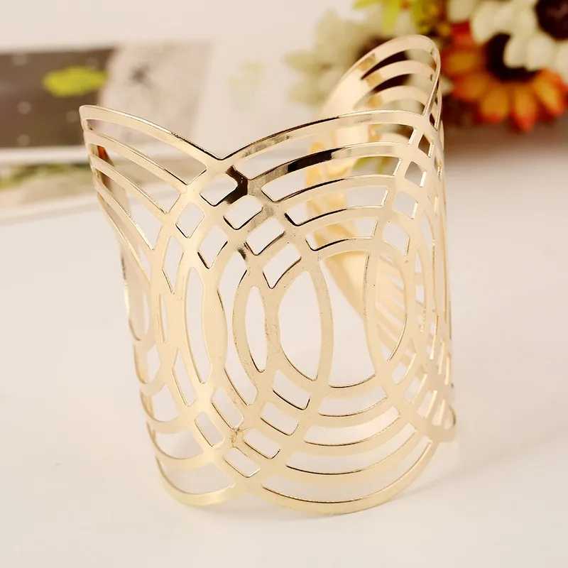 Мода 2018 г. Винтаж геометрический выдалбливают манжеты открыть широкий