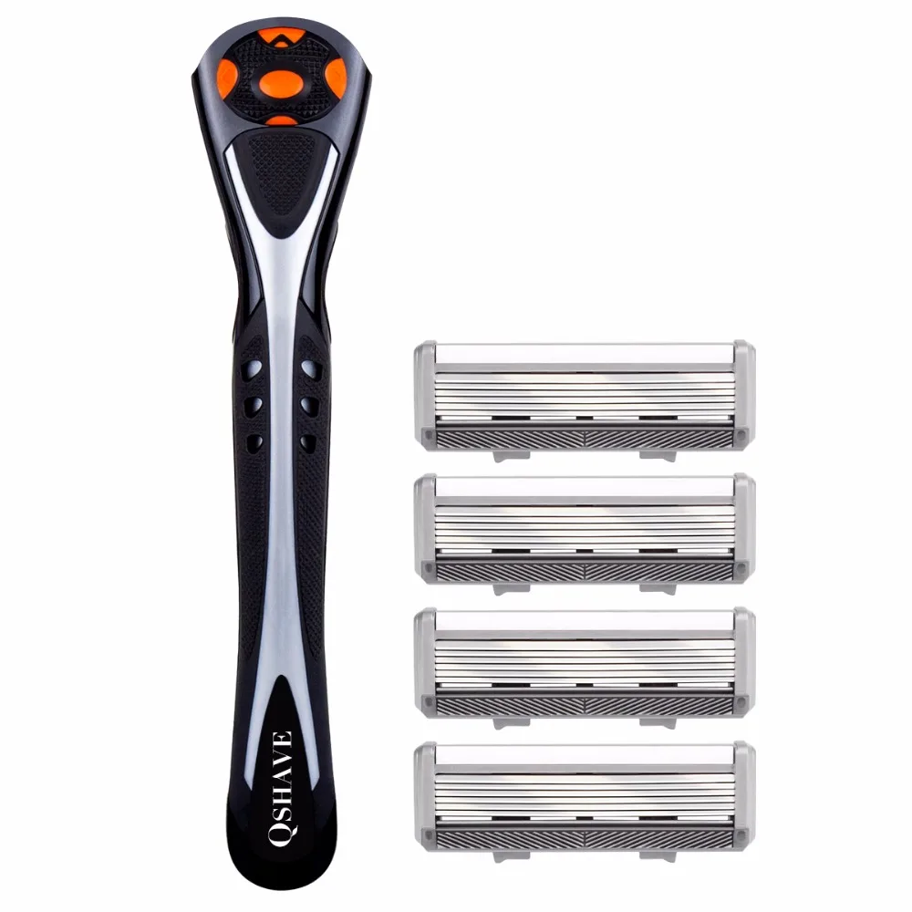 Фото Черный человек-паук Qshave, ручная бритва с красивой коробкой, возможно нанесение вашего имени на ручке (1 ручка, 4 лезвия на 6 лезвий) №3