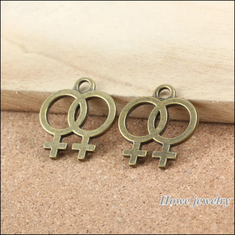 55 шт. двойной женский символ хит продаж искусственная бронза подвеска в