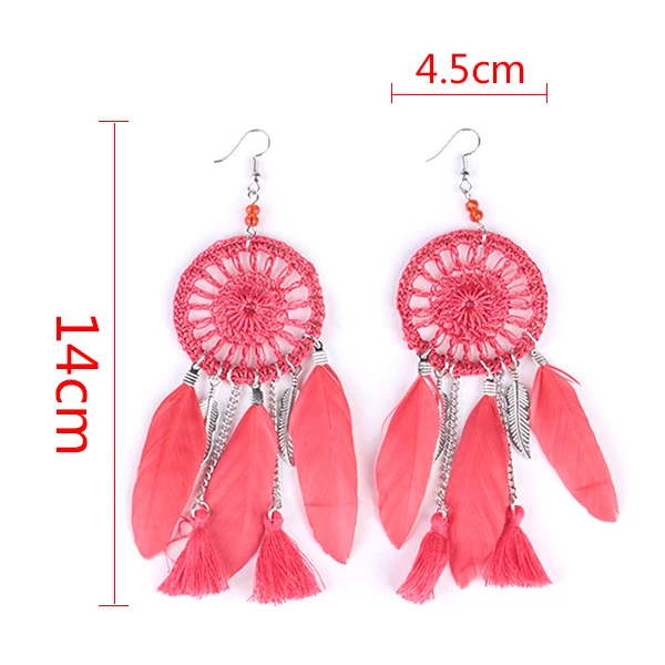 Retro Women's Feather Dreamcatcher Tassel Dangle Hook Earrings Jewelry | Украшения и аксессуары