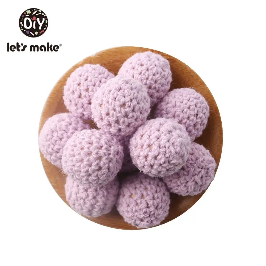 18 Let'S Make 20 мм 10 шт деревянные вязаные бусины жевательные бусины Diy деревянный Прорезыватель жемчужный бисер для детской кроватки игрушка сенсорная погремушка Детская Игрушка прорезыватель - Цвет: 18