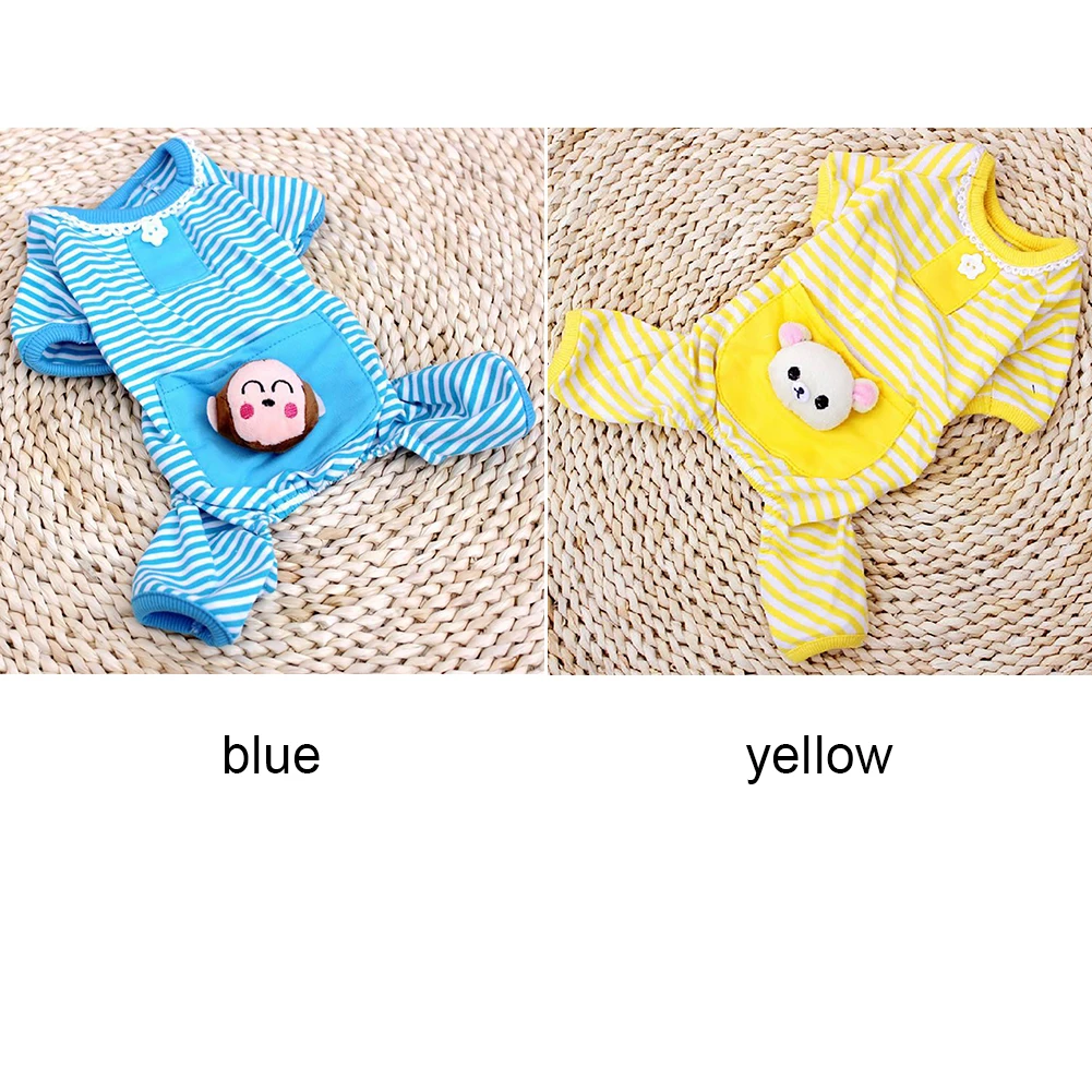 2 Colors Cute Stripes Dog Jumpsuit Pajamas Coats Clothes Pet Apparel | Дом и сад