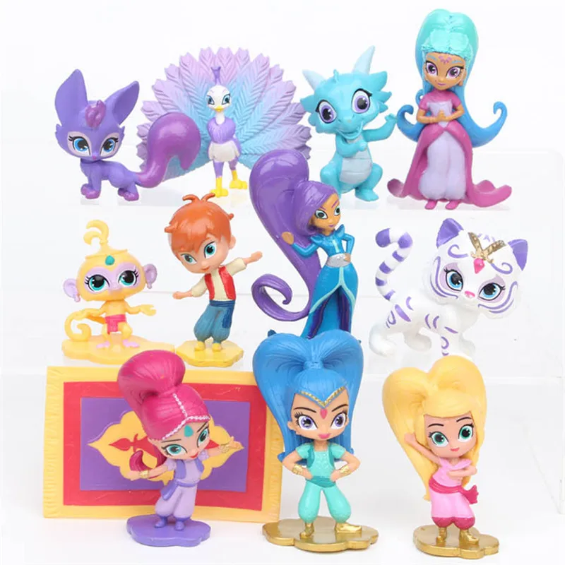 

12Pcs/Set Shimmer Sister Action Figure Toys Samira Pet Tiger Nahal Monkey Dragon Dolls Toys Cute Shine Girl Christmas gift 7CM