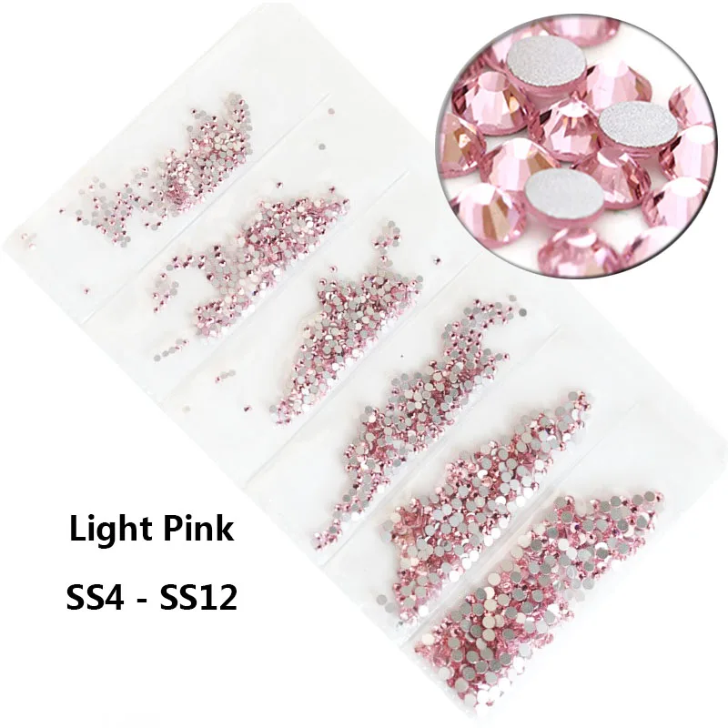 light pink Ss4-ss12 3D украшения для дизайна ногтей блестящие стразы для ногтей стеклянные кристаллы аксессуары Стразы для дизайна ногтей разноцветные стразы - Цвет: light pink