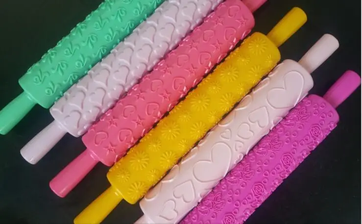 50 шт./лот MIXORDER 15 узоров Fondant Rolling Pin тиснение торт тесто ролик для украшения DIY
