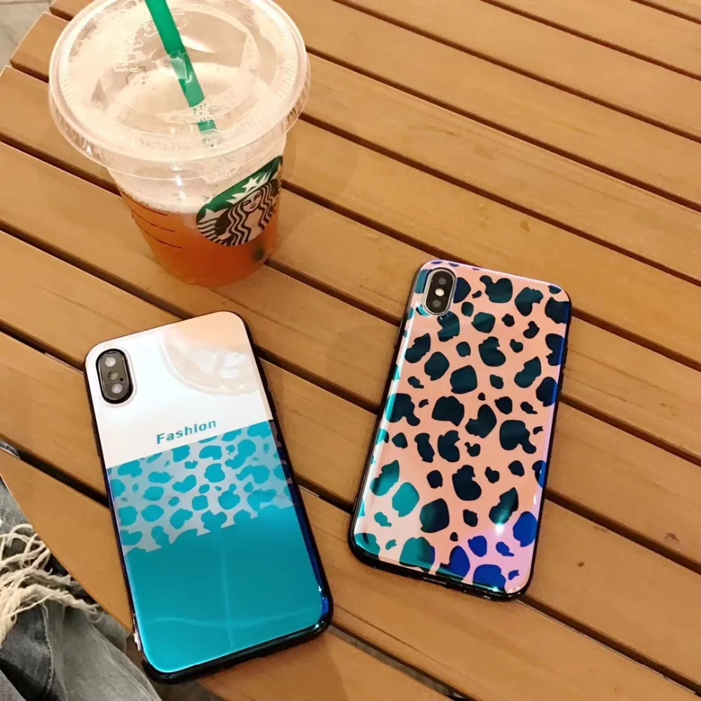 Leopard Girl Case For iPhone XS Max XR X 8 7 6S 6 Plus Women Cover Luxury Soft Silicone Blue Ray |