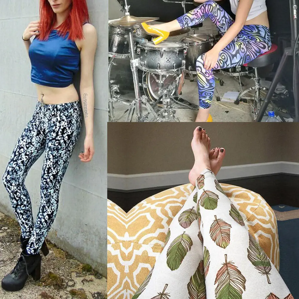 

Hirigin Pattern Print Leggings 2018 New Leggings For Women Sporting Workout Fitness Leggings Elastic Slim Pants