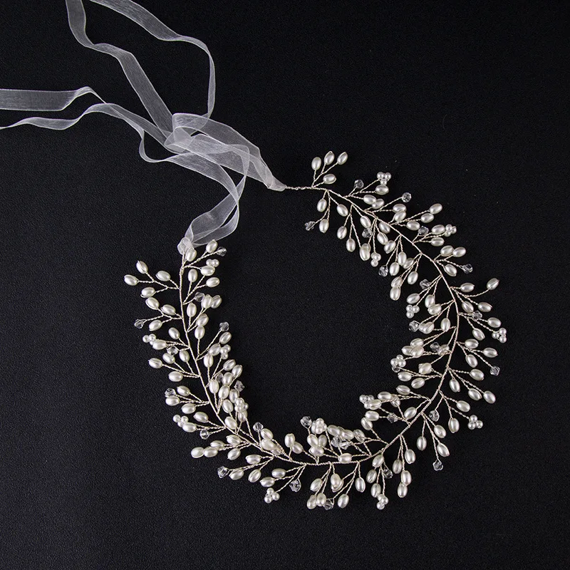 

New Design Pearls Bridal Hair Sash Hand-made Headband For Brides Wedding Hair Accessory China SQ0172