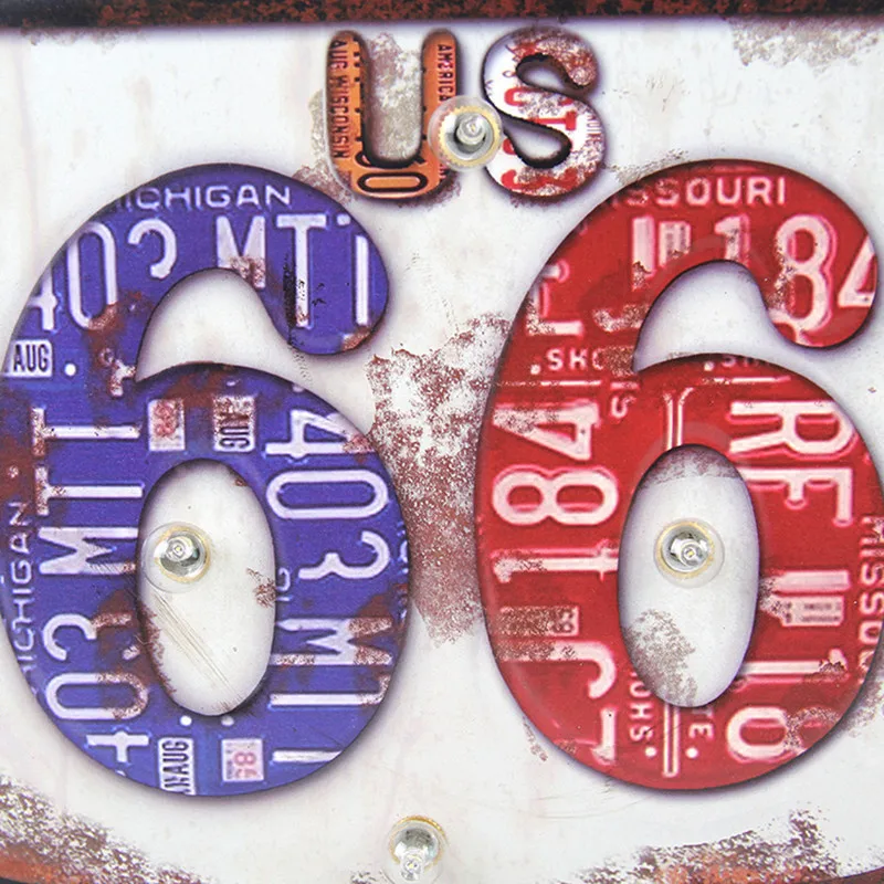 США Route 66 светодиодный свет лампы рекламная вывеска металлическая банка знаки