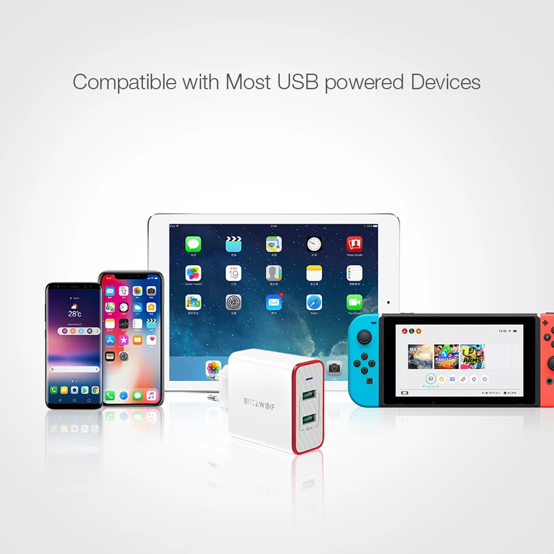 BlitzWolf 36 Вт USB быстрое зарядное устройство с европейской вилкой два порта адаптер настенное зарядное устройство для Xiaomi roidmi 2s S9 для iPhone 8 для huawei P10 P20