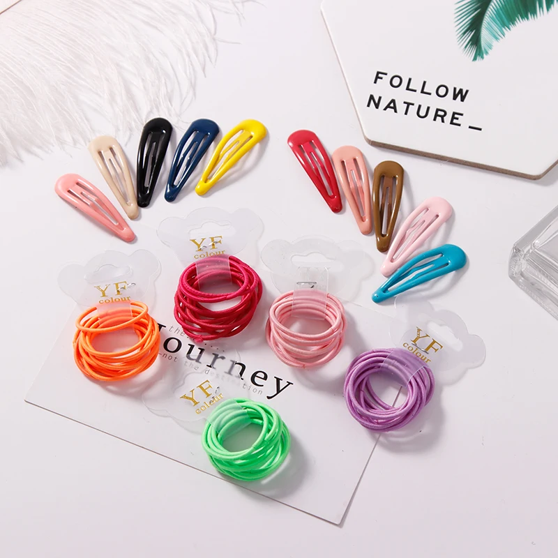 New 20PCS=10 Rubber Bands 10 Hairpins Girls Colorful Elastic Hair Band Ponytail Holder Scrunchies Headband Kids Accessories | Детская