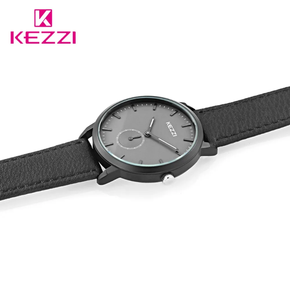 Фото Часы Kezzi для пар, женские наручные часы, мужские повседневные часы с кожаным ремешком, женские часы №3