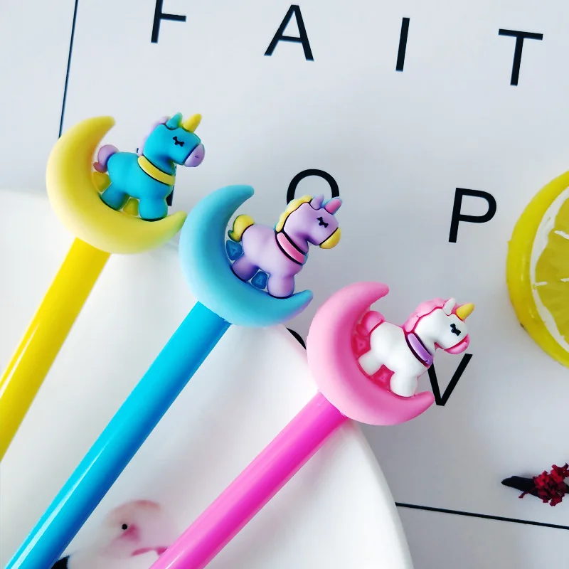 Najtaniej 30 Sztuk Księżyc Jednorożec żelowy Długopis Koreański Cartoon Biuro Szkoła Pisanie Długopisy Szkolne Materiały Papiernicze Księżyc Pióro Neutralne Prezenty Hurtowo